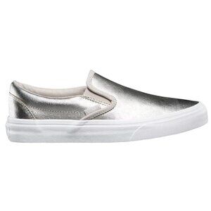 Vans silver metallic slip ons  w sz 7.5 skater surfer festival